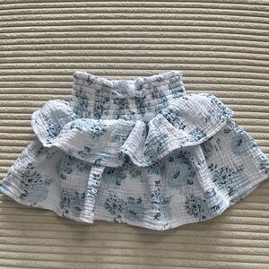 Floral Blue Ruffle Smocked Skirt By Floral Threads Size 18M